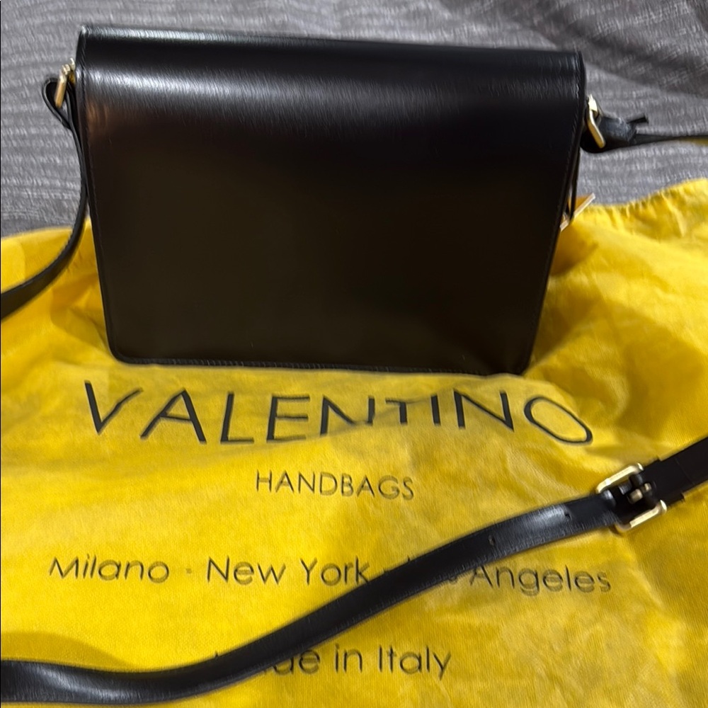 Valentino Black and Gold Crossbody Bag with V Logo - Picture 3 of 5